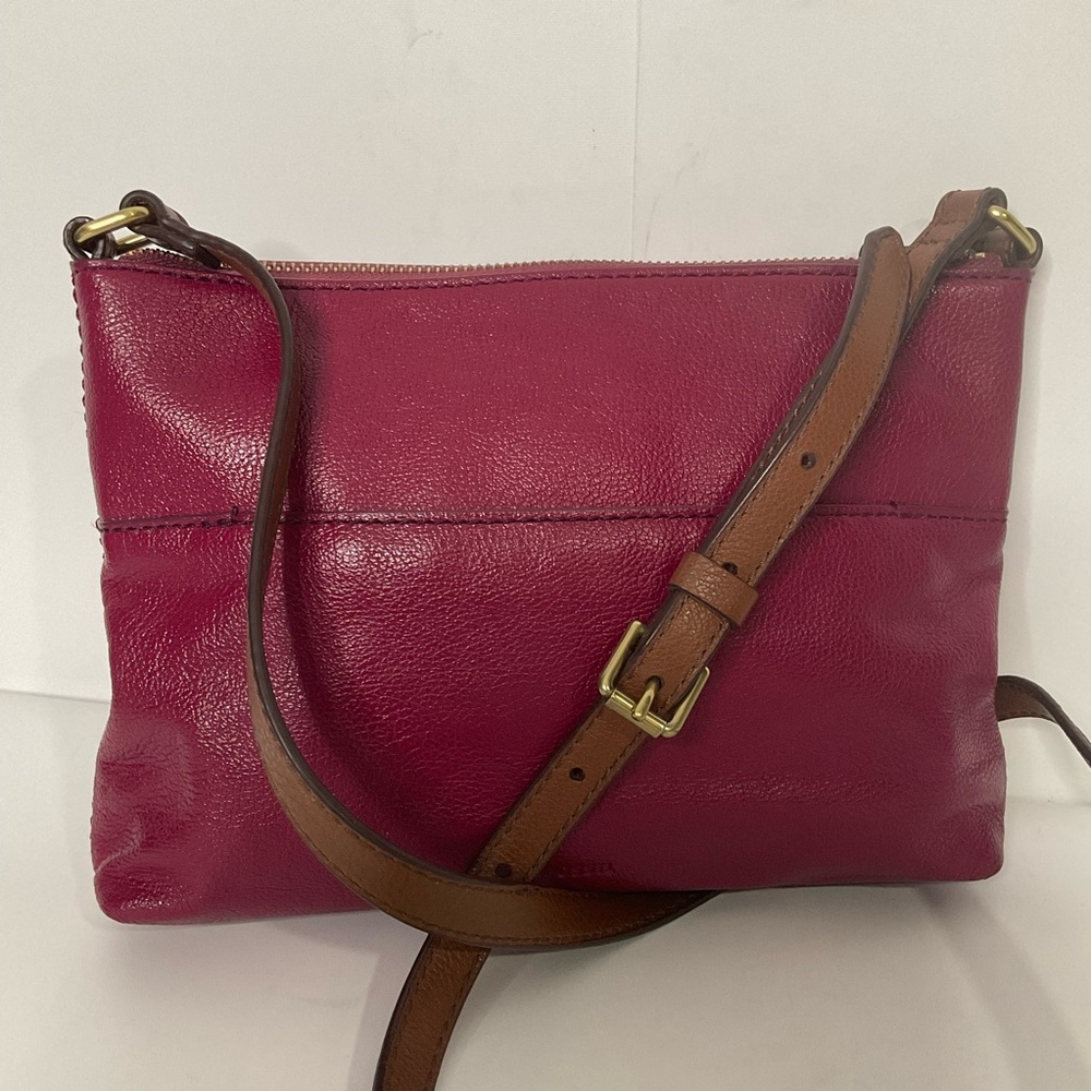 Fossil Fuchsia Leather Multi Pocket Crossbody Bag - Picture 16 of 16